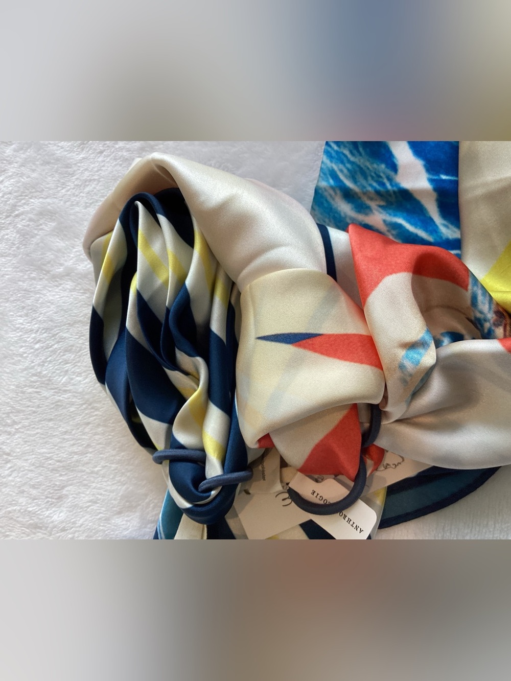 ⛵️Anthropologie Silky Scarves Head Hair Bag Scarf Set of 2 New Sailboat Nautical - Picture 10 of 10